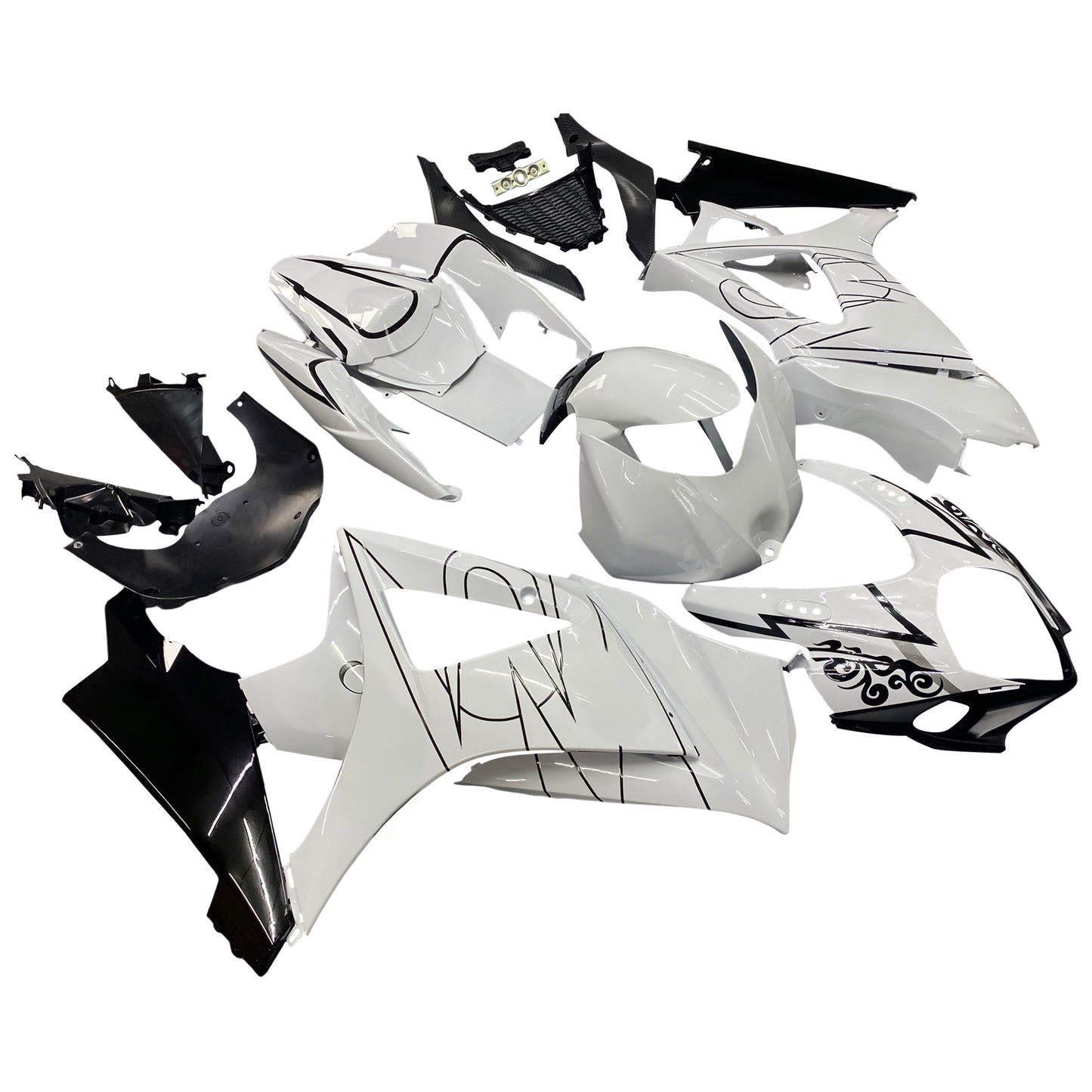 Carene 2007-2008 Suzuki GSXR 1000 Bianco Nero Alstare Generico