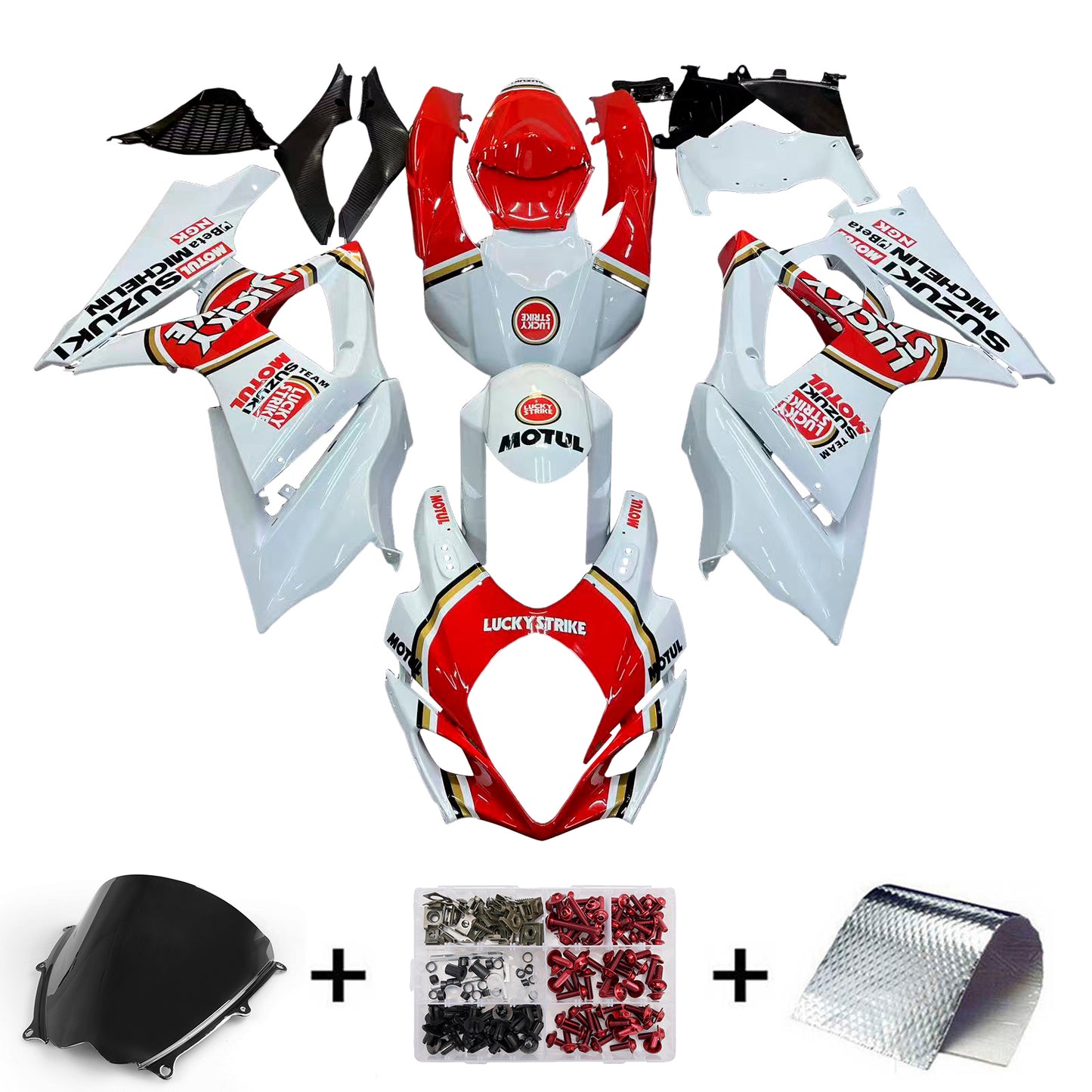 Carene 2007-2008 Suzuki GSXR 1000 White &amp; Red Lucky Strike Generic
