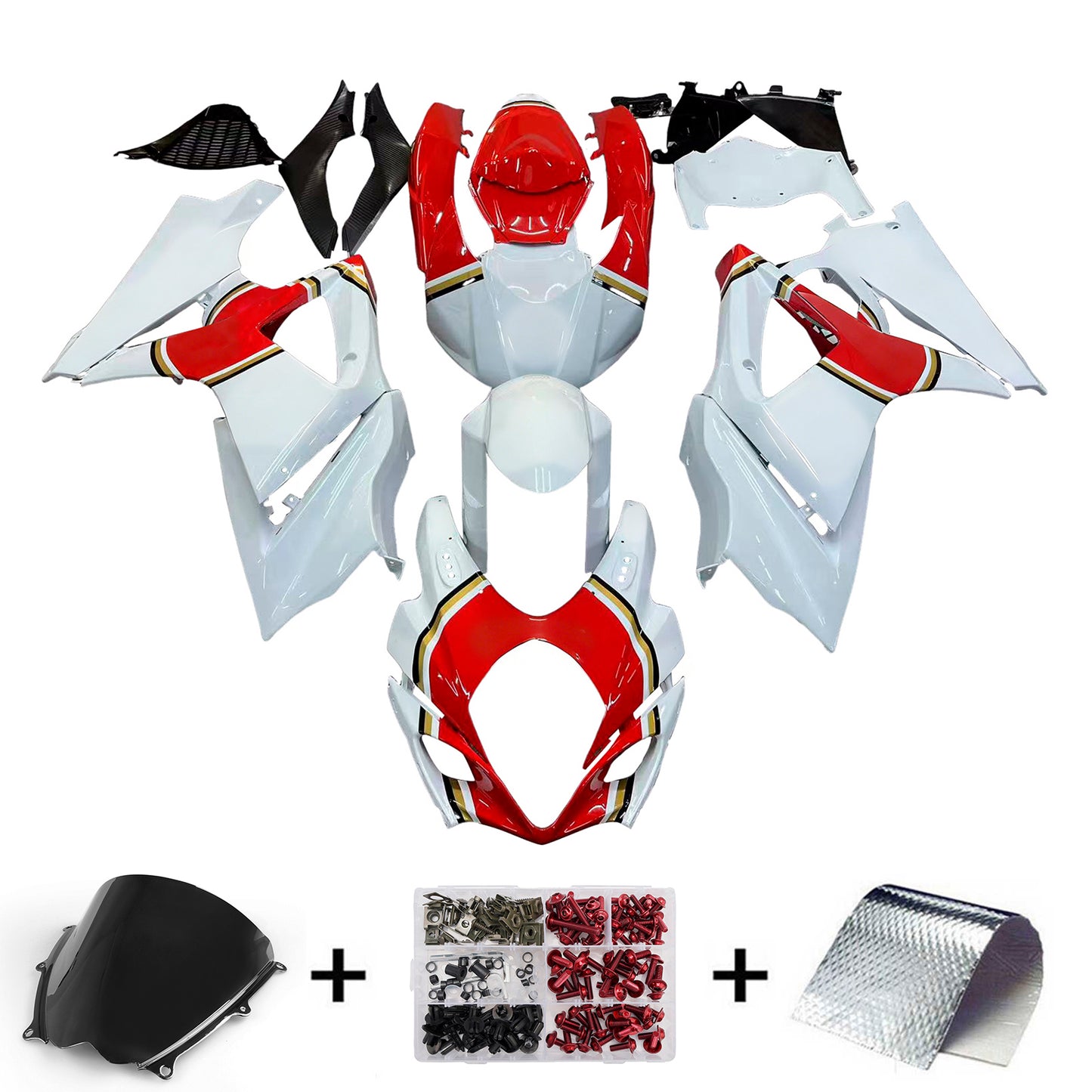 Carene 2007-2008 Suzuki GSXR 1000 White &amp; Red Lucky Strike Generic