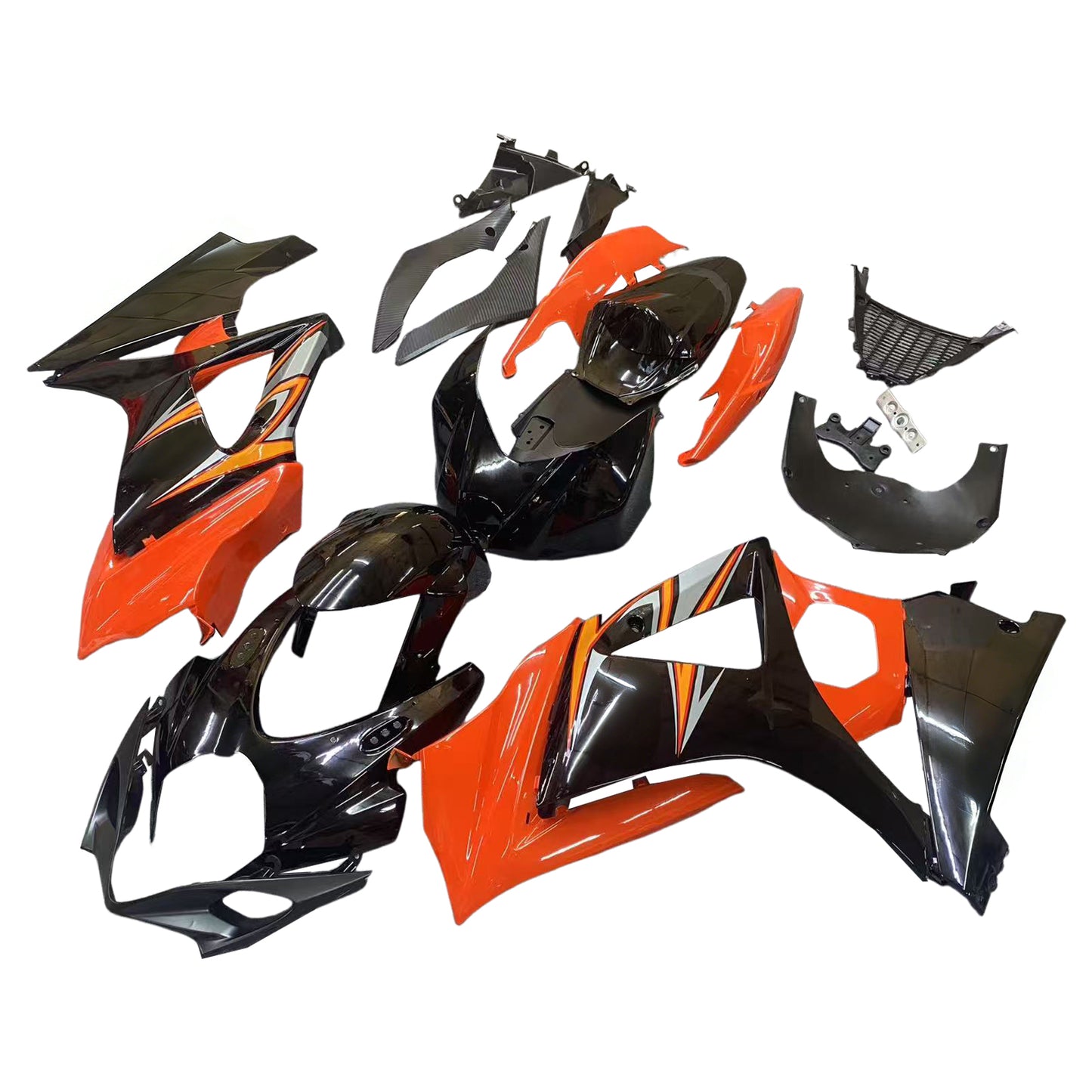 Carene 2007-2008 Suzuki GSXR 1000 Nero &amp; Arancione GSXR Racing Generico