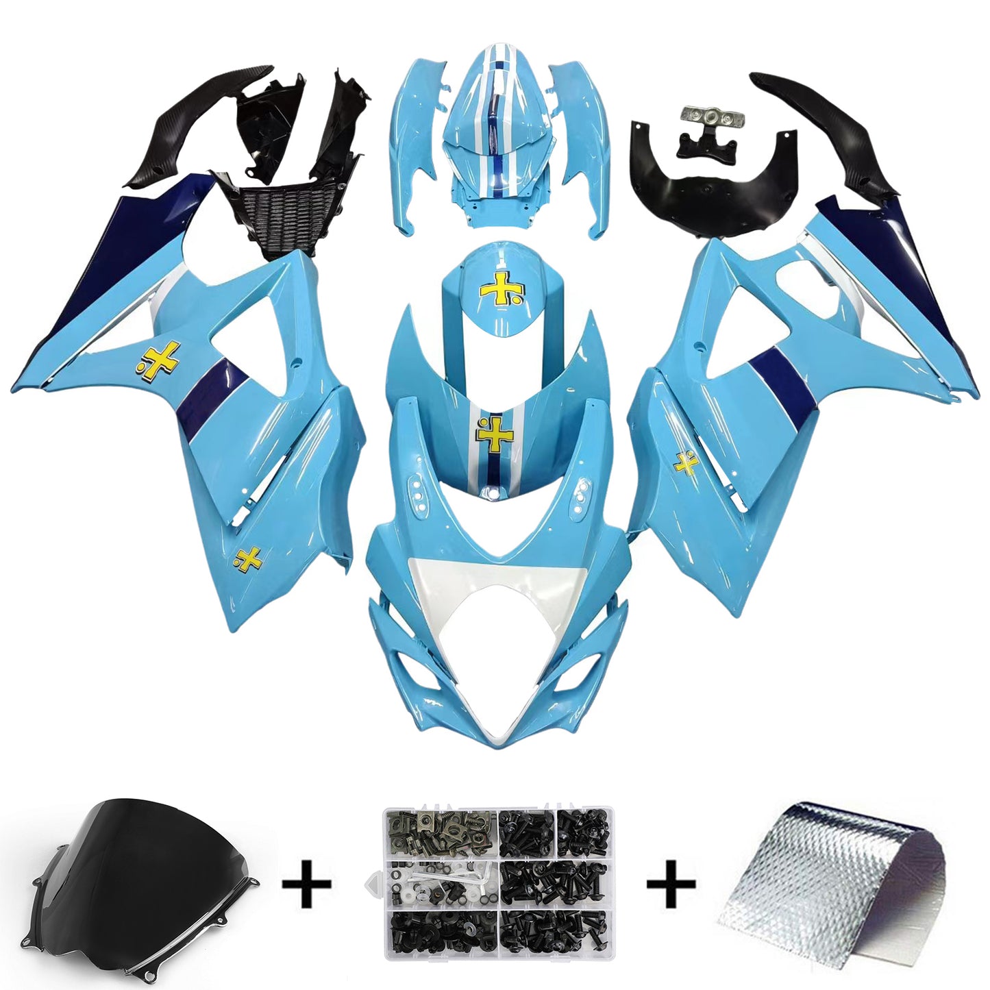 Carene 2007-2008 Suzuki GSXR 1000 Blu Rizla Generico