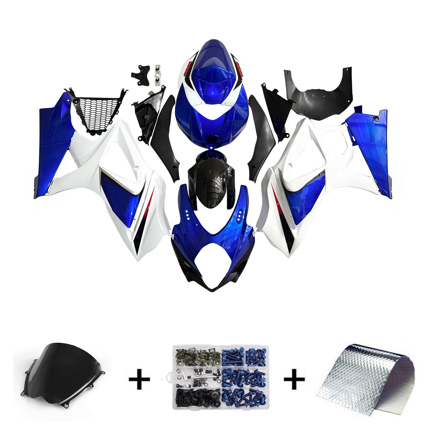 Carene 2007-2008 Suzuki GSXR 1000 Blu &amp; Bianco GSXR Racing Generico