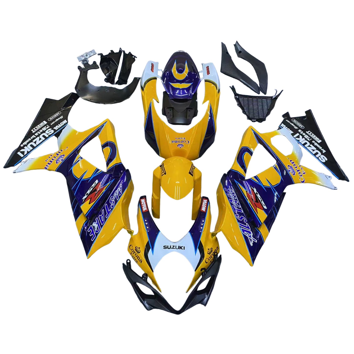 Per GSXR1000 2007-2008 Carrozzeria Carena Giallo ABS Stampato ad iniezione Plastica Set Generico