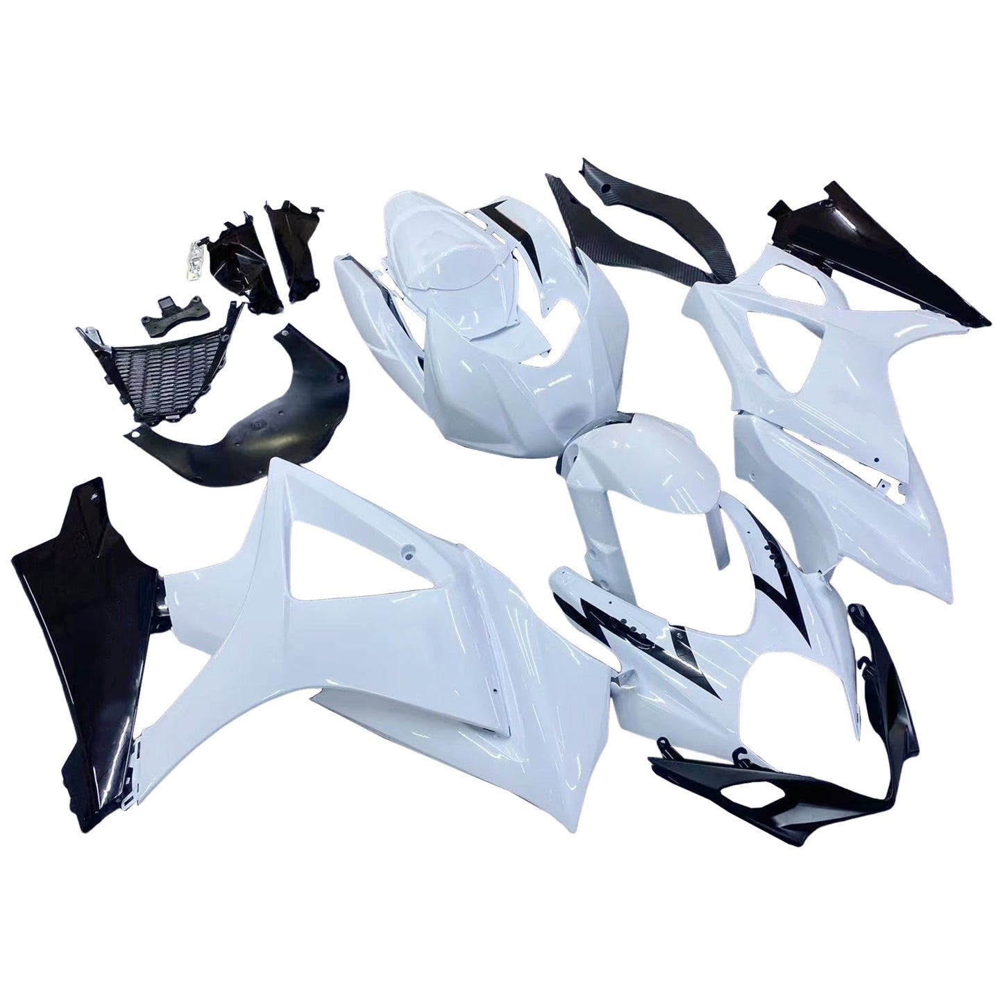 Carene 2007-2008 Suzuki GSXR 1000 Bianco &amp; Nero GSXR Racing Generico