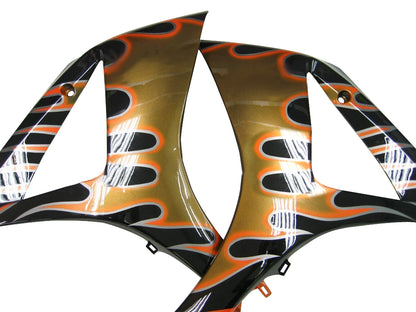 Carene 2007-2008 Suzuki GSXR 1000 Black & Orange Gold Flame Racing Generico