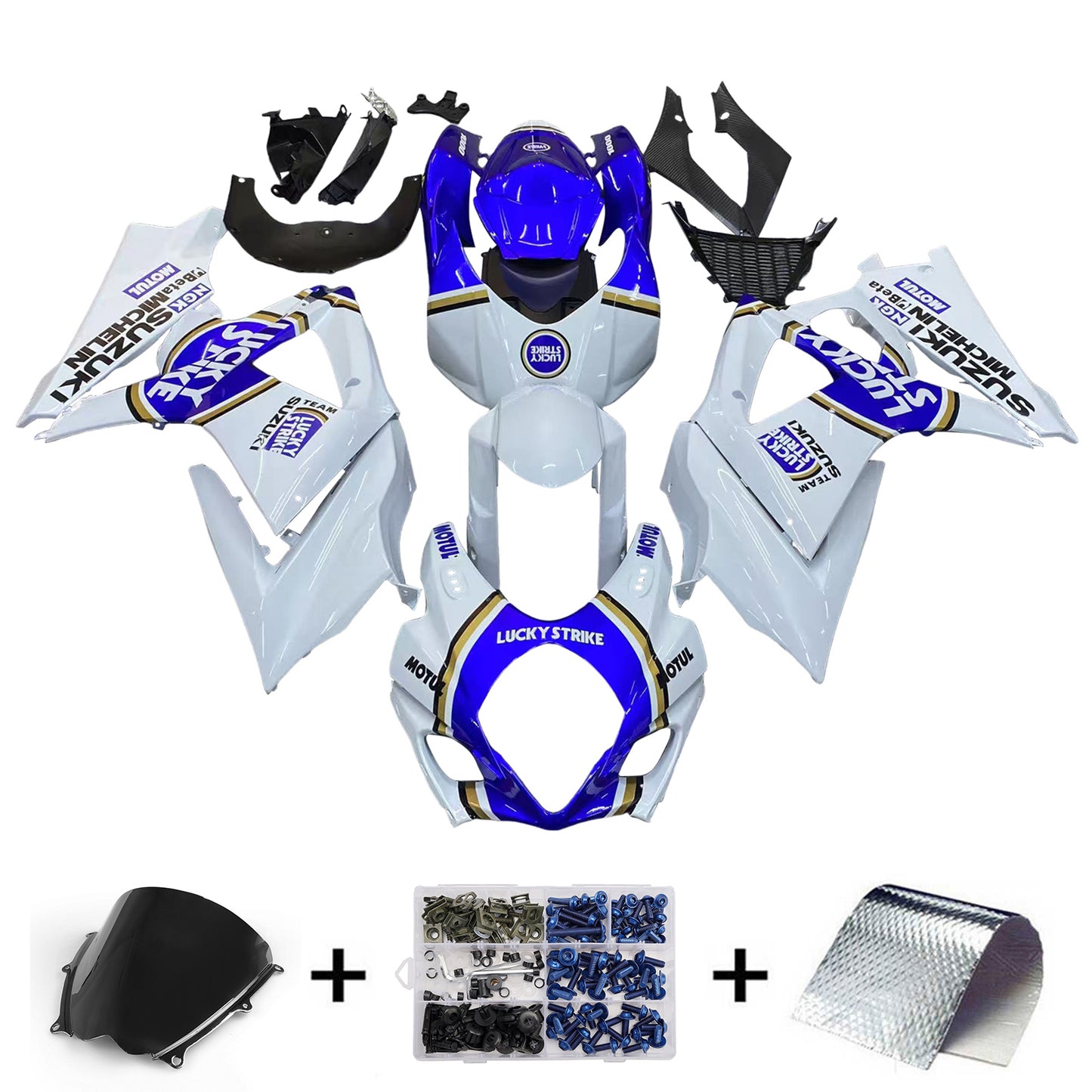 Carene 2007-2008 Suzuki GSXR 1000 White &amp; Blue Lucky Strike Generic