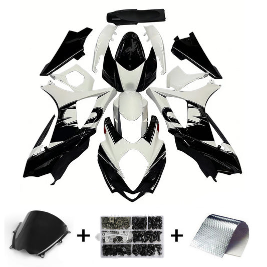 Carene 2007-2008 Suzuki GSXR 1000 Nero &amp; Bianco GSXR Racing Generico