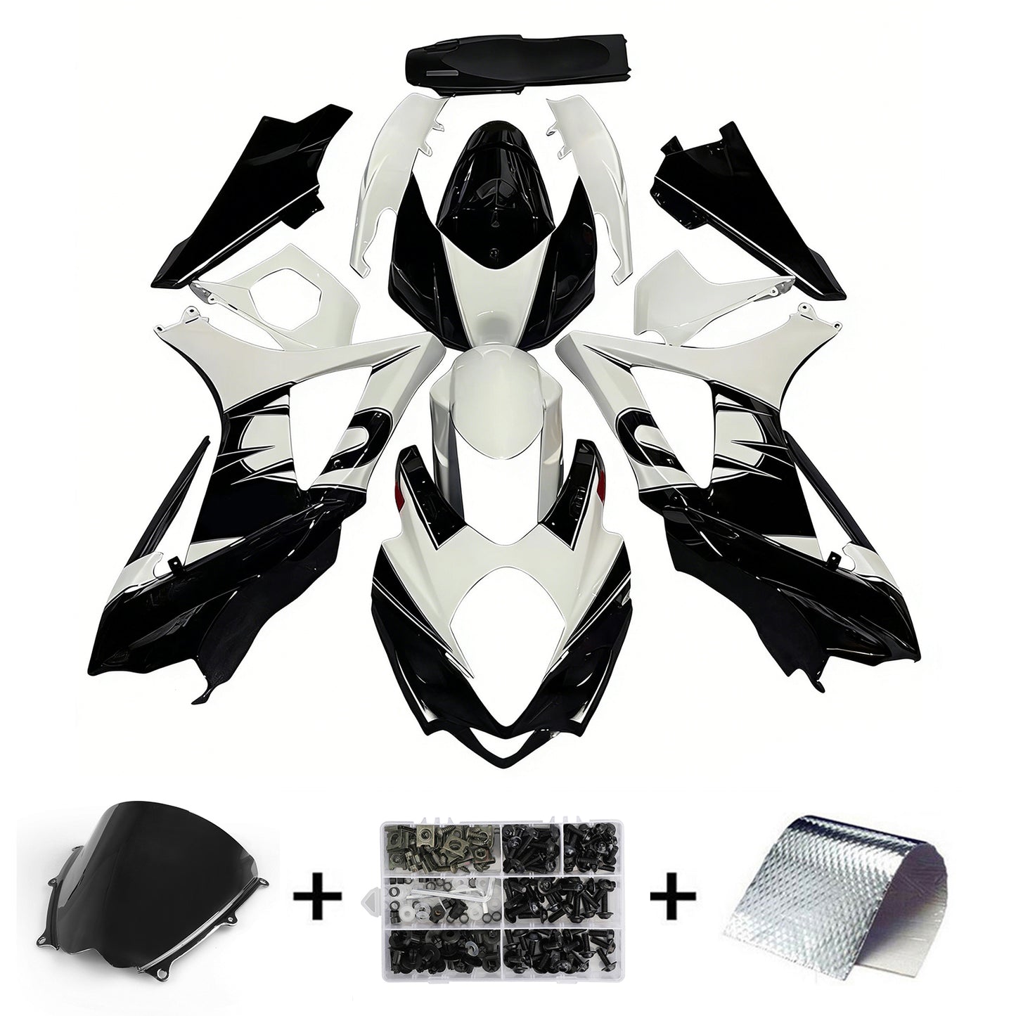 Carene 2007-2008 Suzuki GSXR 1000 Nero &amp; Bianco GSXR Generico