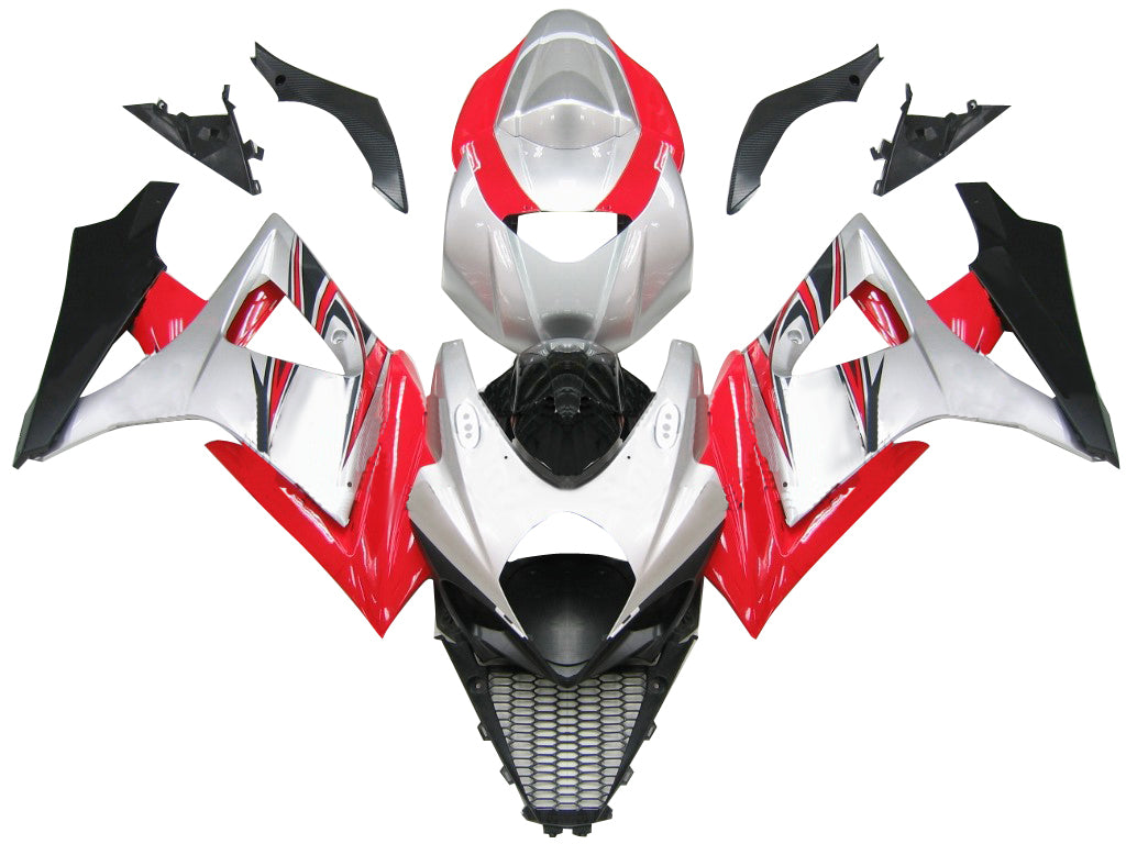 Carene 2007-2008 Suzuki GSXR 1000 Silver & Red GSXR Racing Generico