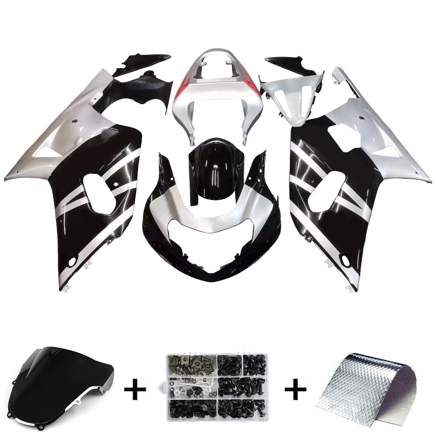 Amotopart Casting Suzuki 600 2001-2003 Cladding Black & Silver GSXR Racing Kiting Kit
