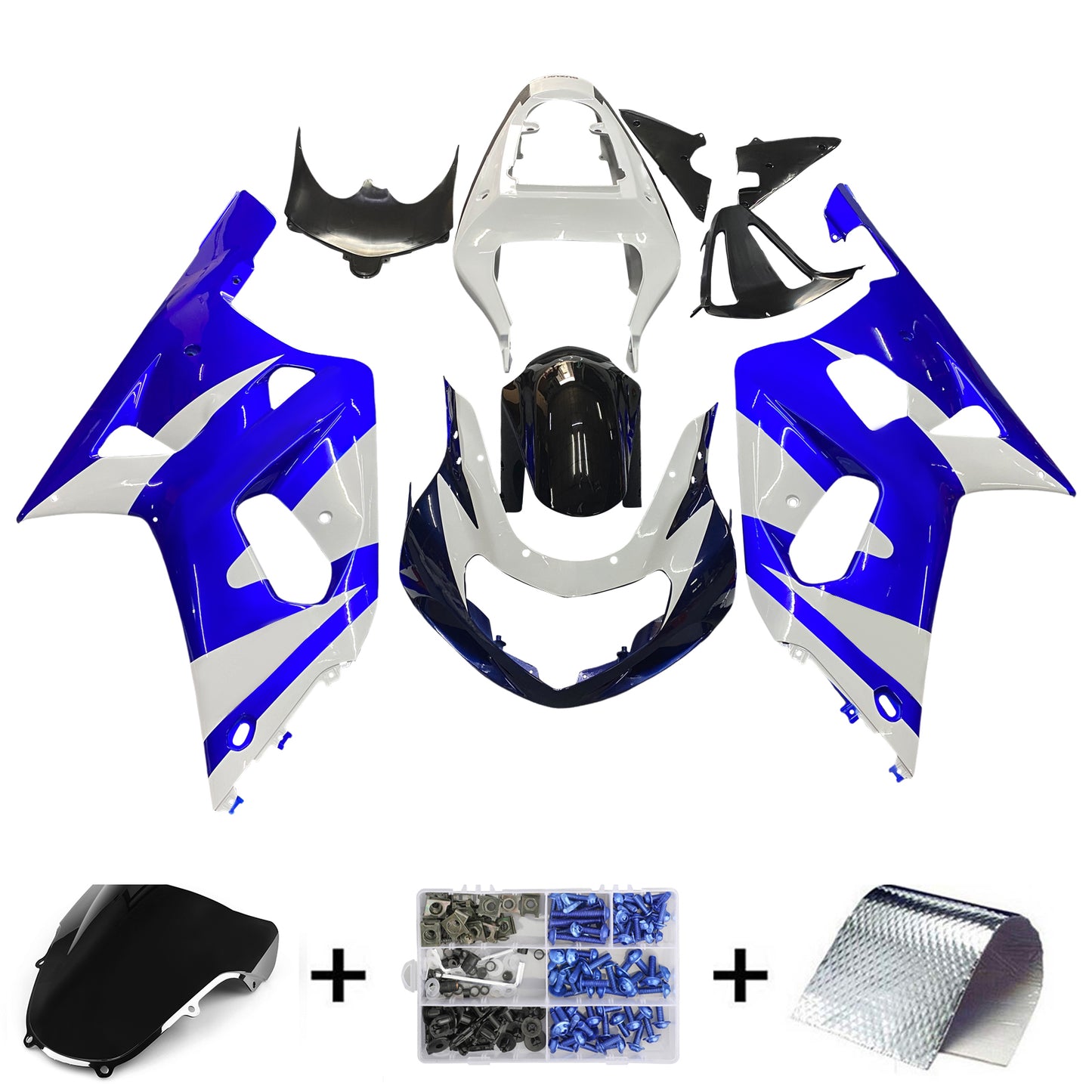 Carene 2001-2003 Suzuki GSXR 600 Blu &amp; Bianco GSXR Racing Generico