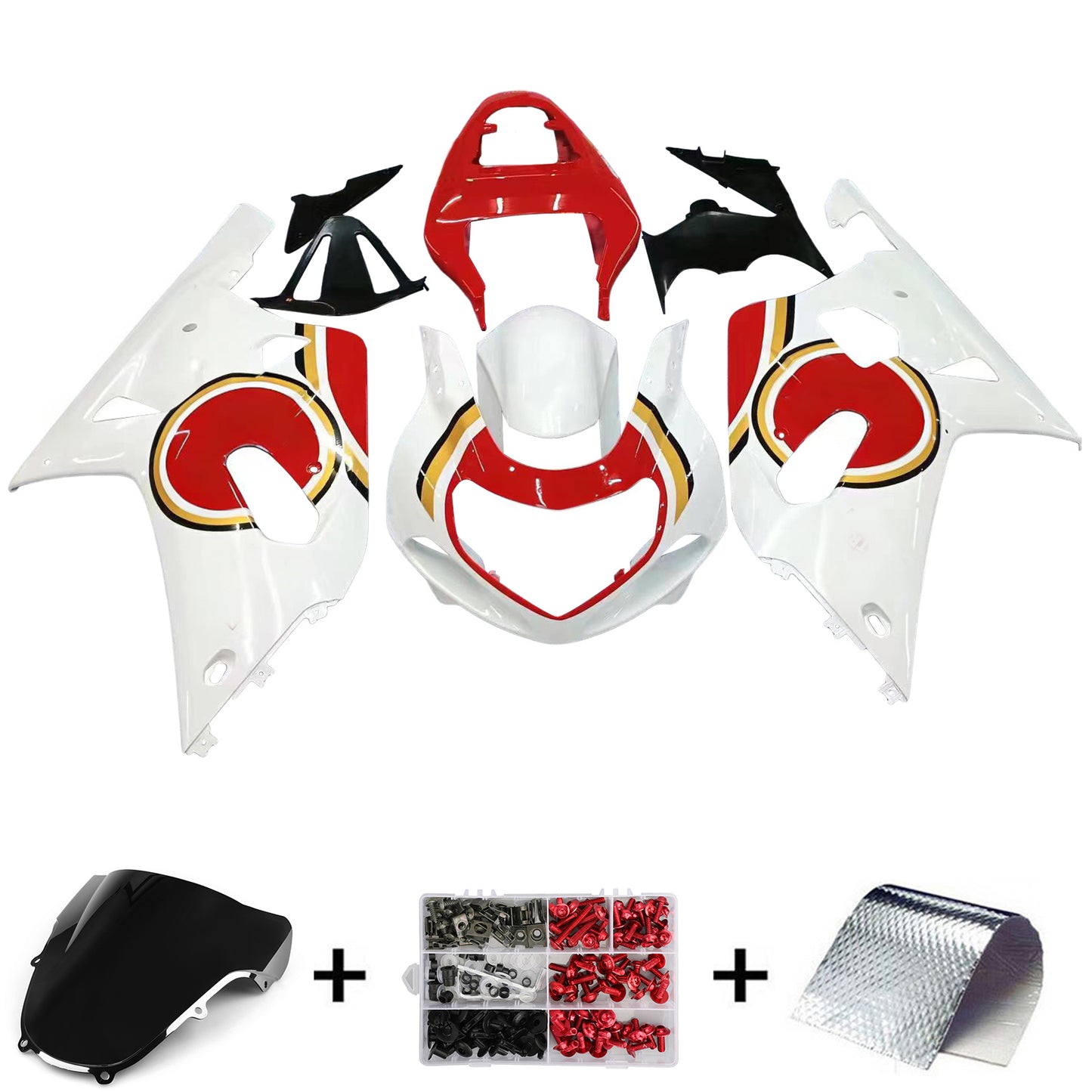 Careneg 2001-2003 Suzuki GSXR 600 White &amp; Red Lucky Strike Racen Generico