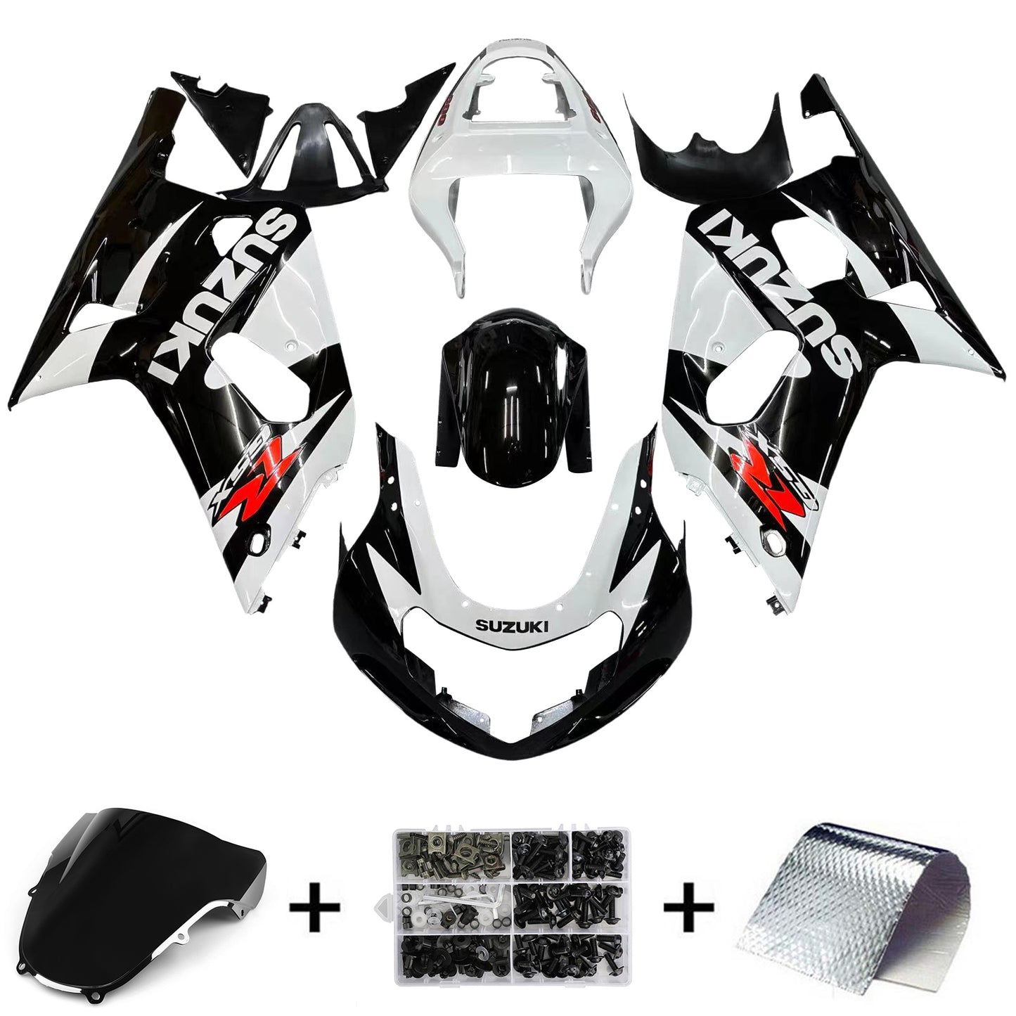 Amotopart Casting Suzuki 600 2001-2003 Cladding in bianco e nero? Kit kiting da corsa GSXR