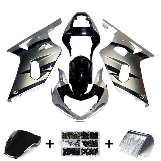 Amotopart Cladding Suzuki GSXR600 2001-2003 Cladding Kit di bloccaggio in argento GSXR Racing a 2 tono