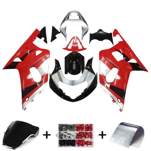 Carene 2001-2003 Suzuki GSXR 600 Rosso Argento Nero GSXR Racing Generico