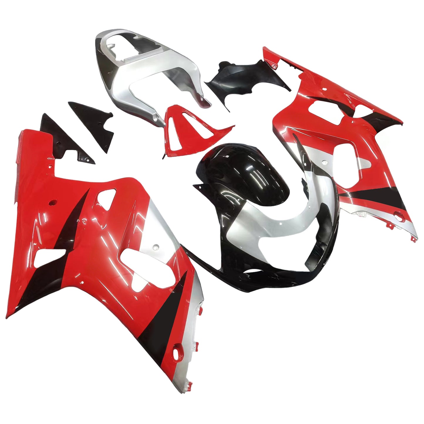 Carene 2001-2003 Suzuki GSXR 600 Rosso Argento Nero GSXR Racing Generico