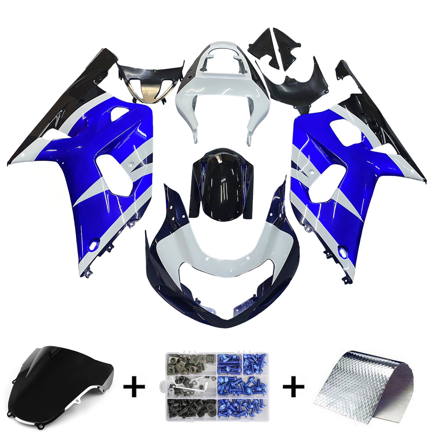 Carene 2001-2003 Suzuki GSXR 600 Blu Bianco Nero GSXR Racing Generico