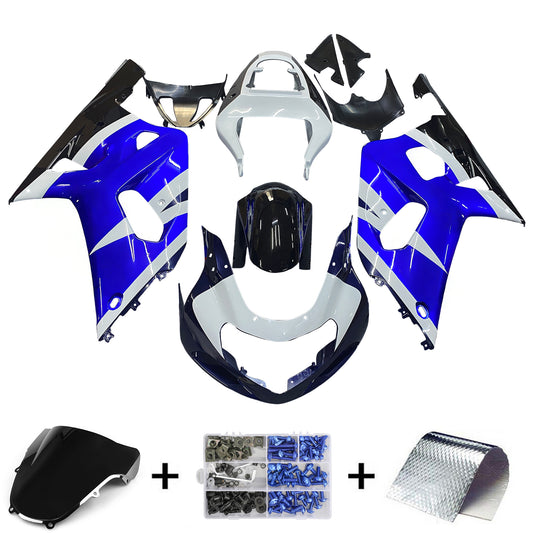 Amotopart Cladding Suzuki GSXR600 2001-2003 Cladding Blue White Bianco Kit di rivestimento nero