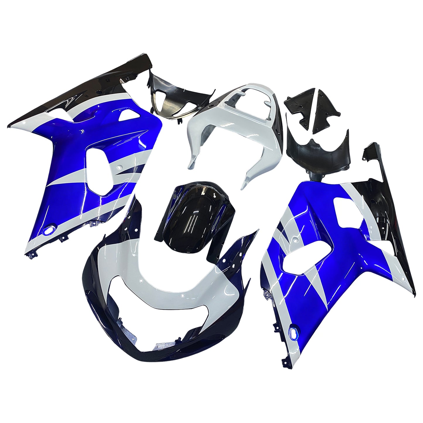 Amotopart Cladding Suzuki GSXR600 2001-2003 Cladding Blue White Bianco Kit di rivestimento nero