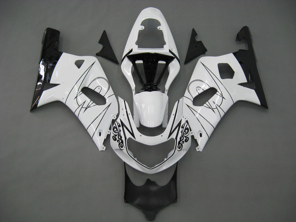 Per GSXR600 2001-2003 Carrozzeria Carenatura ABS bianco Set plastica stampata ad iniezione Generico