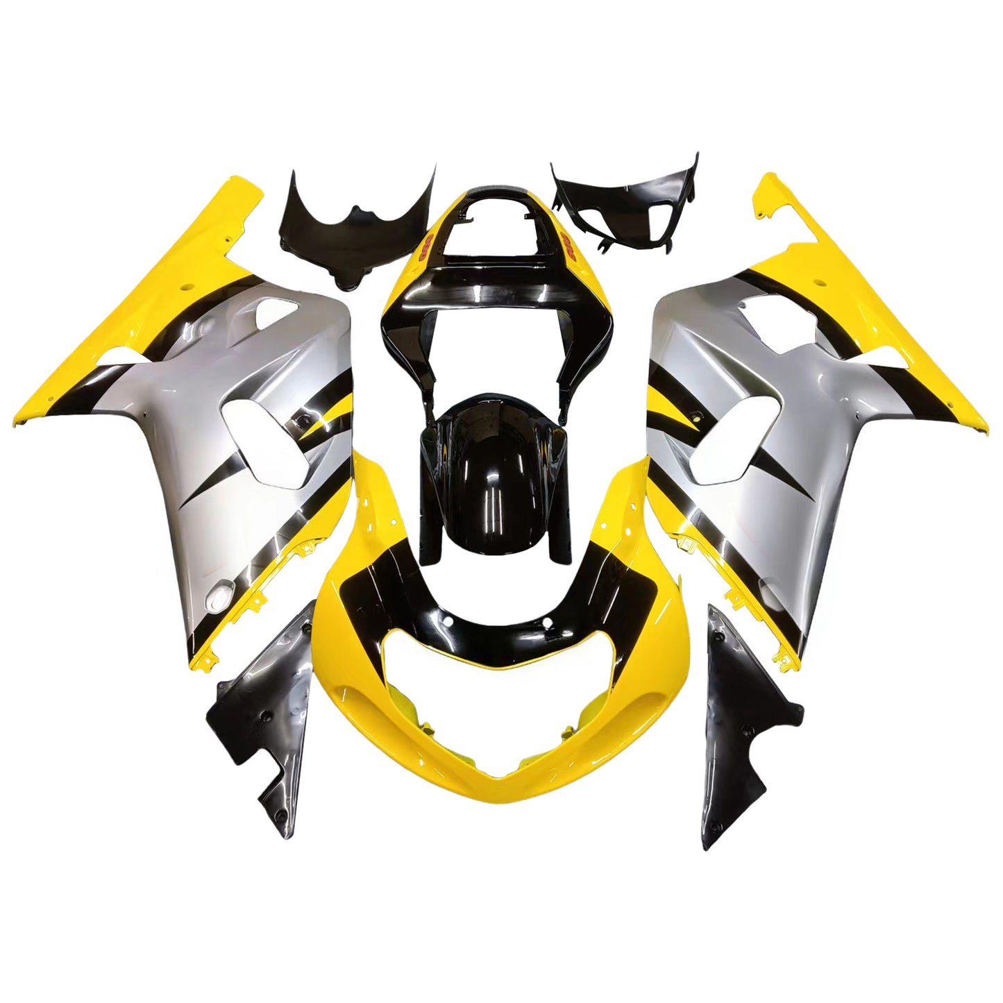 Amotopart Casting Suzuki 600 2001-2003 Cleaning Yellow & Silver GSXR Racing Kiting Kit