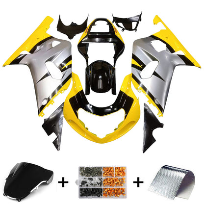 Amotopart Casting Suzuki 600 2001-2003 Cleaning Yellow & Silver GSXR Racing Kiting Kit