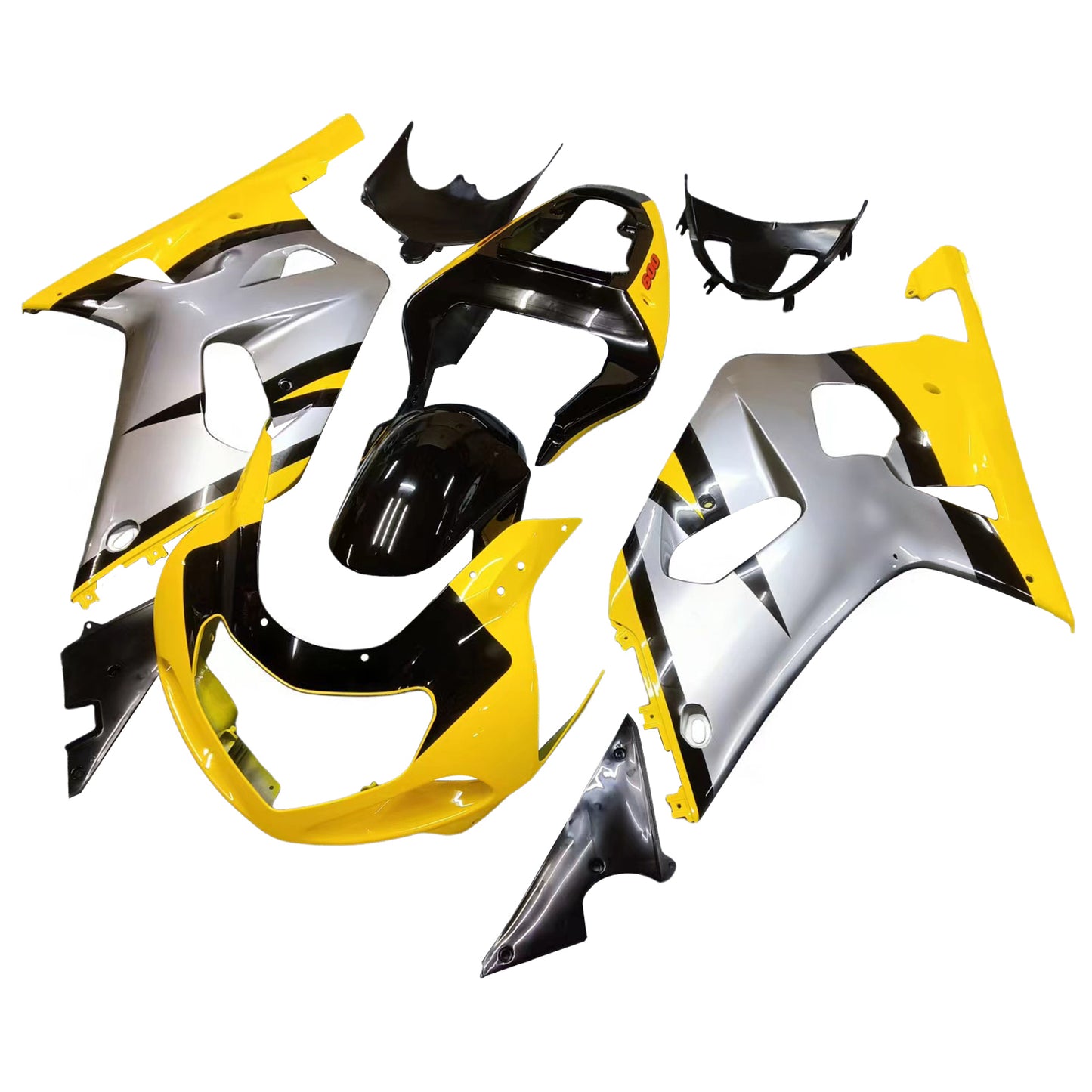 Amotopart Casting Suzuki 600 2001-2003 Cleaning Yellow & Silver GSXR Racing Kiting Kit