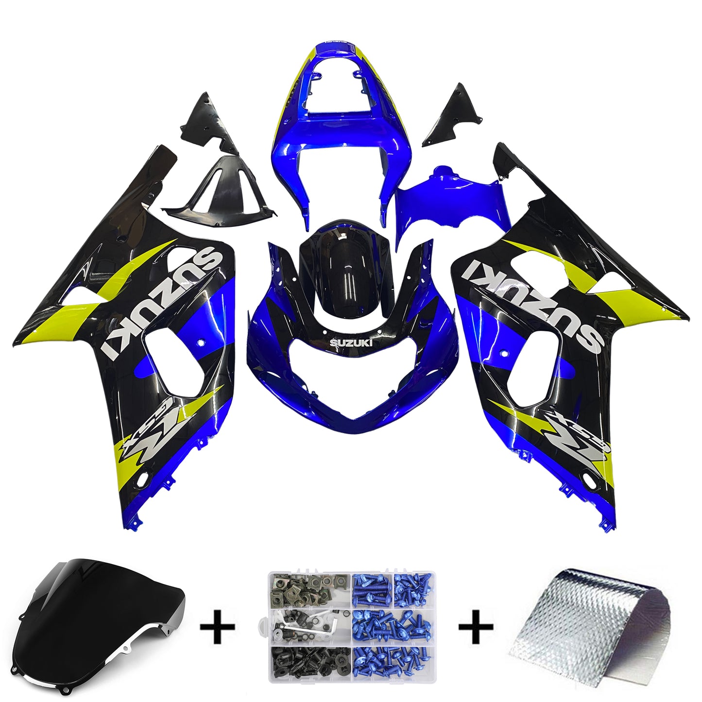 Amotopart favoriti Suzuki 600 2001-2003 maschera il kit Kite Kiting blu e nero GSXR Racing