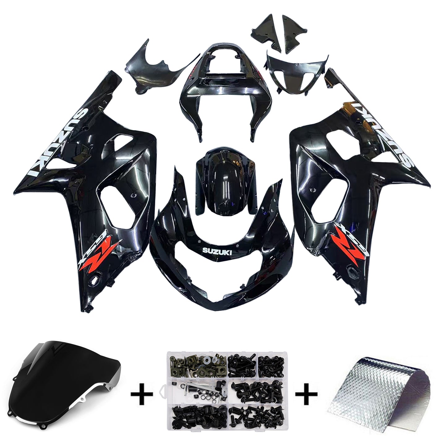 Carene 2001-2003 Suzuki GSXR 600 Nero GSXR Racing Generico