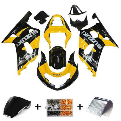 Amotopart Casting Suzuki 600 2001-2003 Cleaning GSXR Racing Black & Yellow Fearing Kit