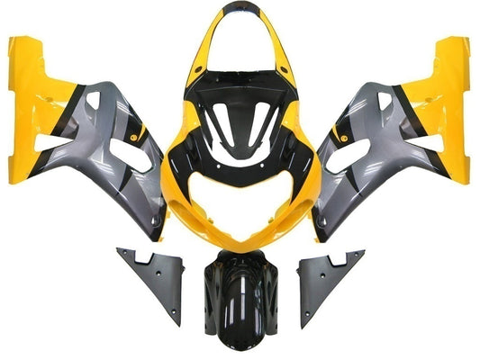 Amotopart Casting Suzuki 600 2001-2003 Cleaning GSXR Racing Silver & Yellow Faiting Kit