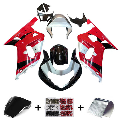 Amotopart Cladding Suzuki 600 2001-2003 rivestimento GSXR Racing Red & Silver Careing Kit