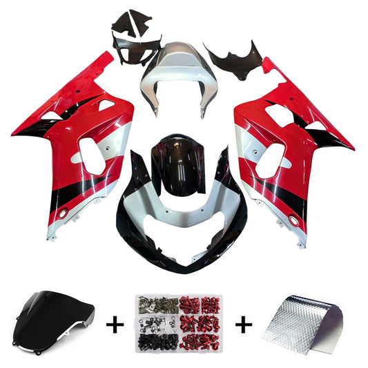 Amotopart Cladding Suzuki 600 2001-2003 rivestimento GSXR Racing Red & Silver Careing Kit
