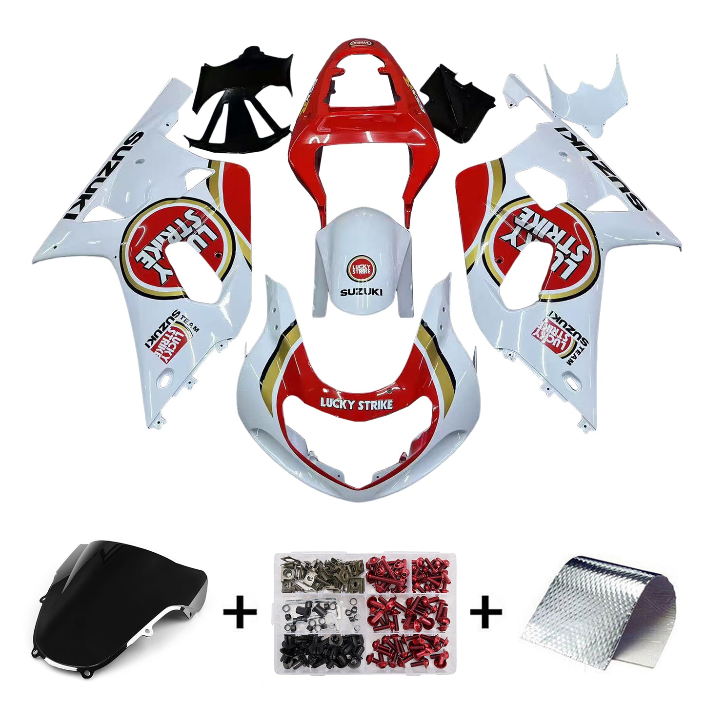Carene 2001-2003 Suzuki GSXR 750 Bianco Rosso Lucky Strike Racing Generico