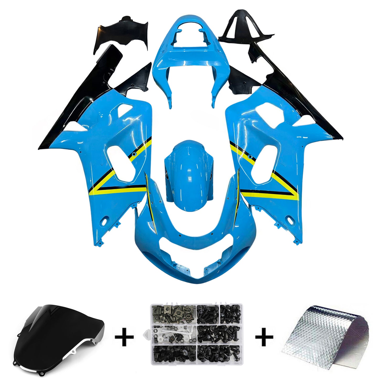 Carene 2001-2003 Suzuki GSXR 750 Blu Nero Rizla Racing Generico