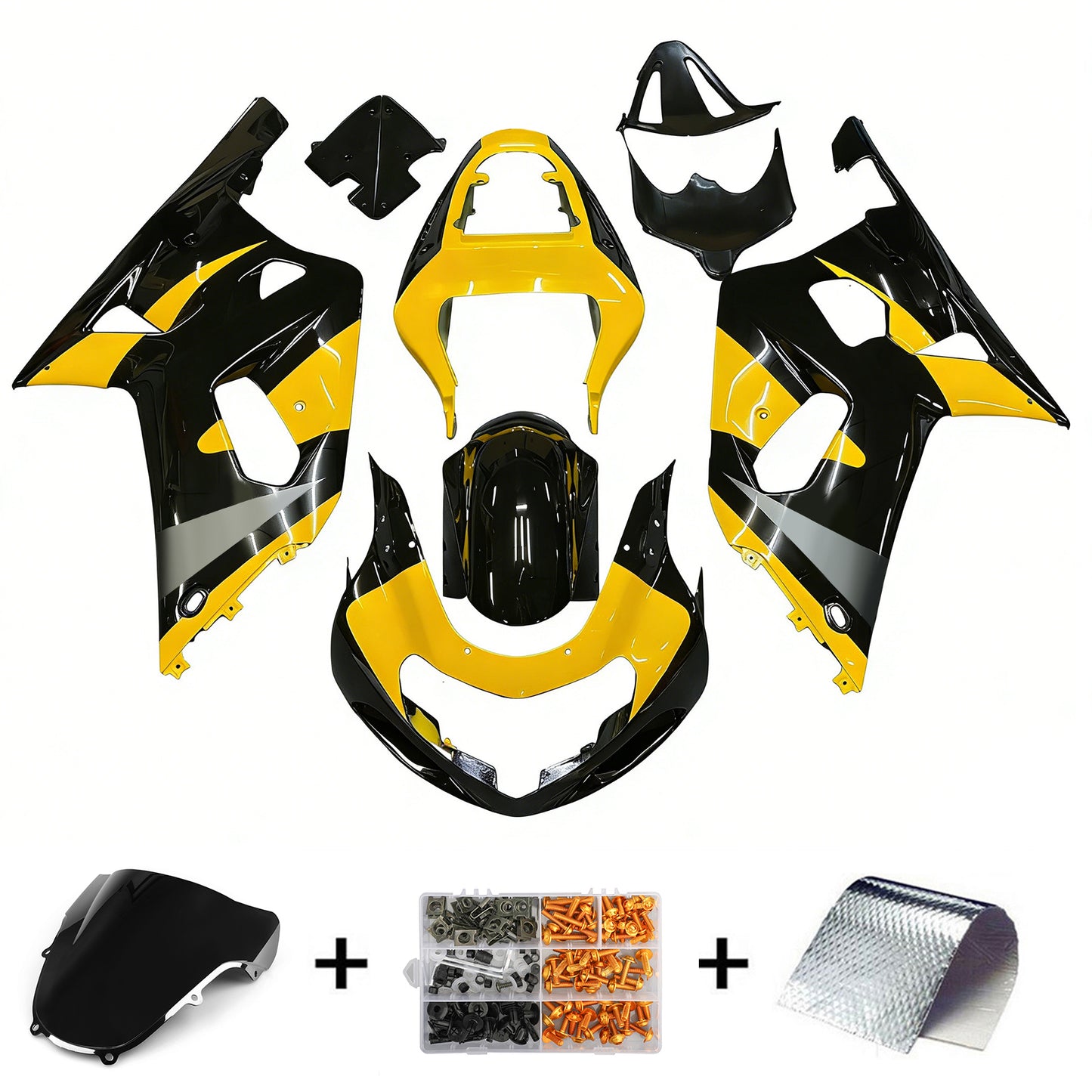 Carene 2001-2003 Suzuki GSXR 750 Nero & Giallo GSXR Racing Generico