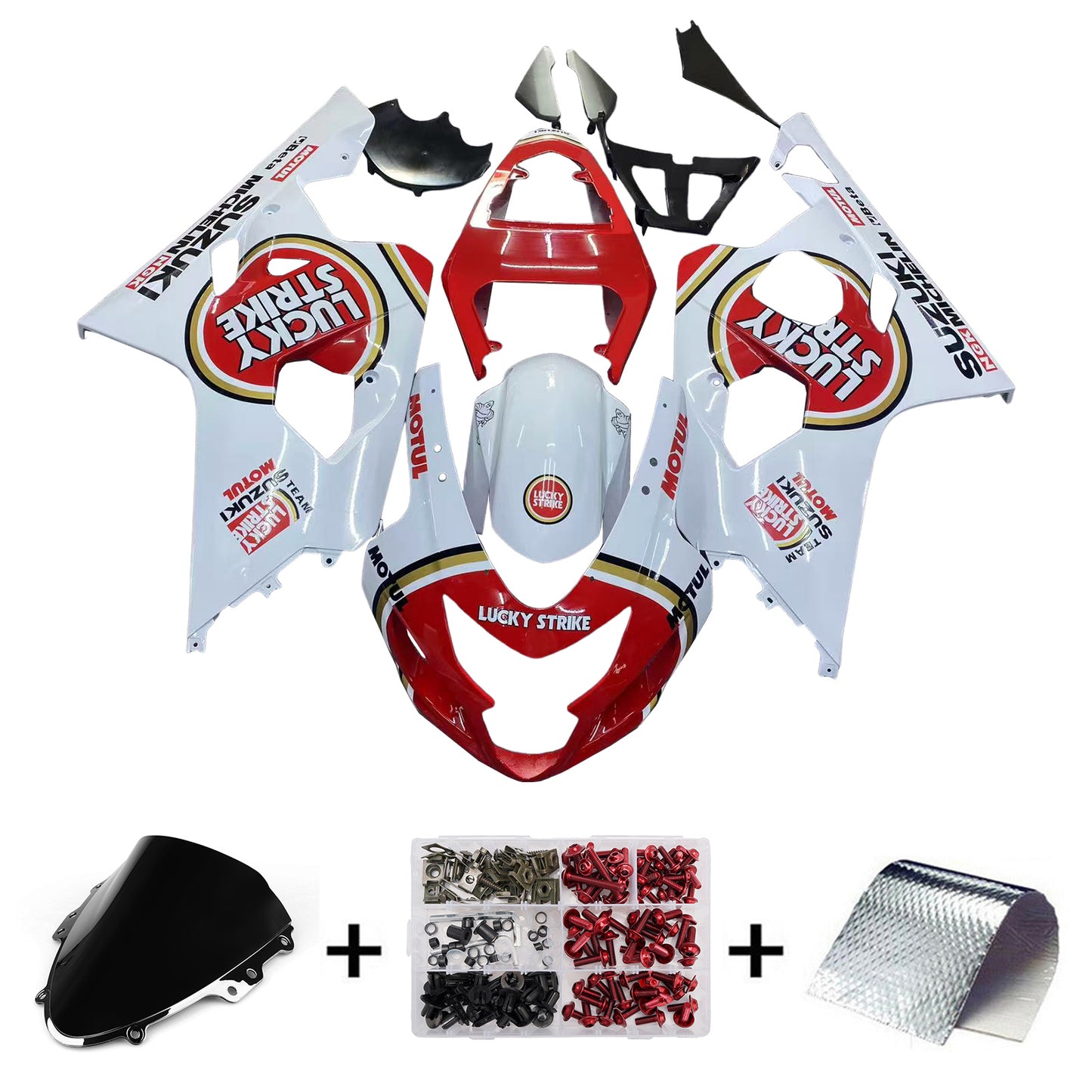 Carene 2004-2005 Suzuki GSXR 600 750 White &amp; Red Lucky Strike Generic