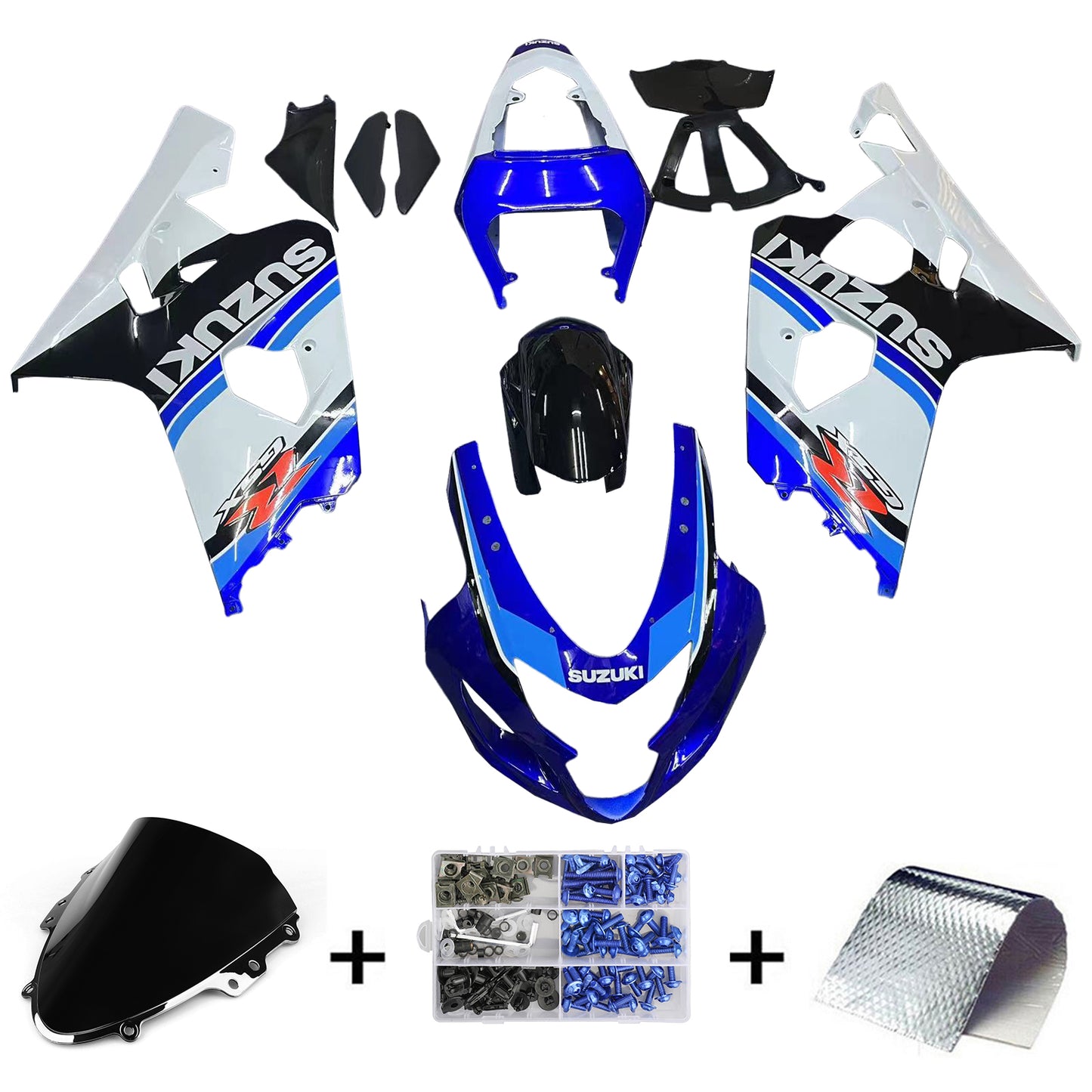 Carene 2004-2005 Suzuki GSXR 600 750 Blu Bianco Nero GSXR Racing Generico