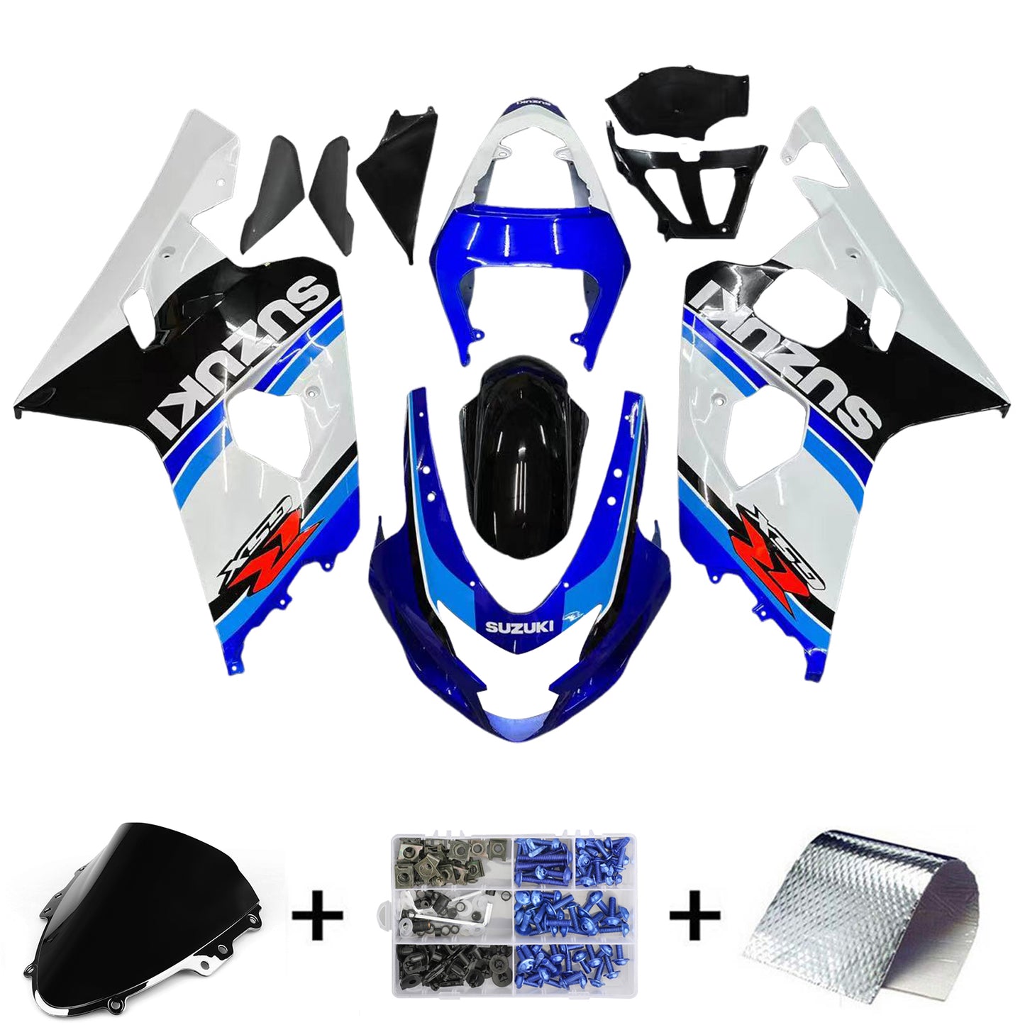 Amotopart 2004-2005 Suzuki GSXR600750 Clearing White & Blue Kit