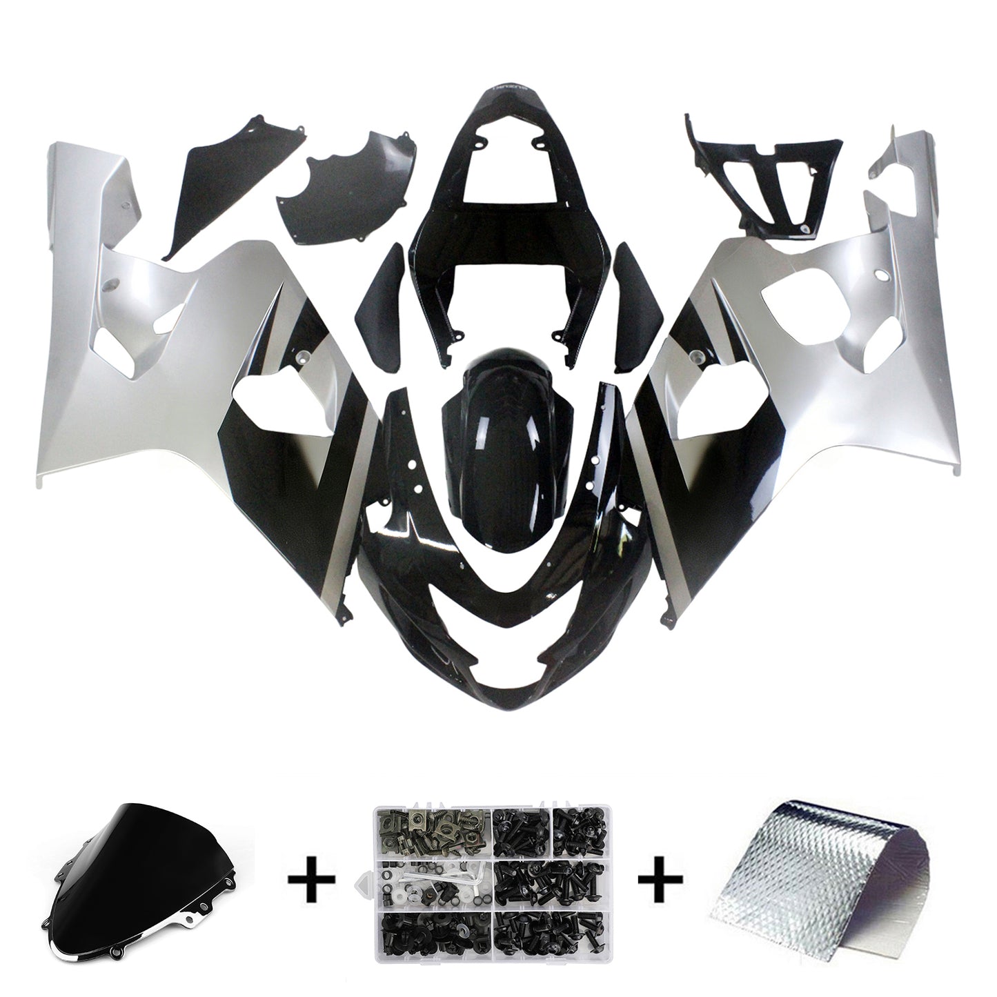 Carene 2004-2005 Suzuki GSXR 600 750 Nero Argento GSXR Racing Generico