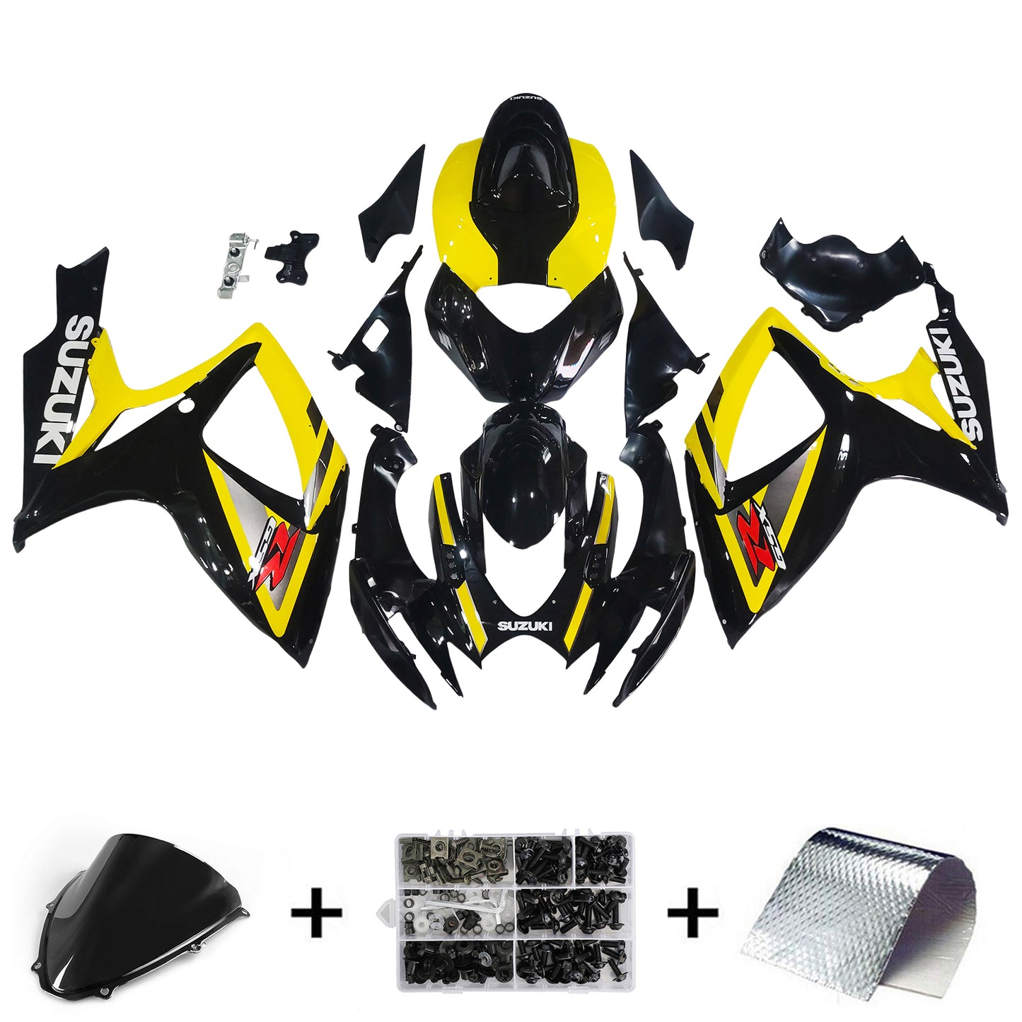 Carene 2006-2007 Suzuki GSXR 600 750 Nero &amp; Giallo GSXR Racing Generico