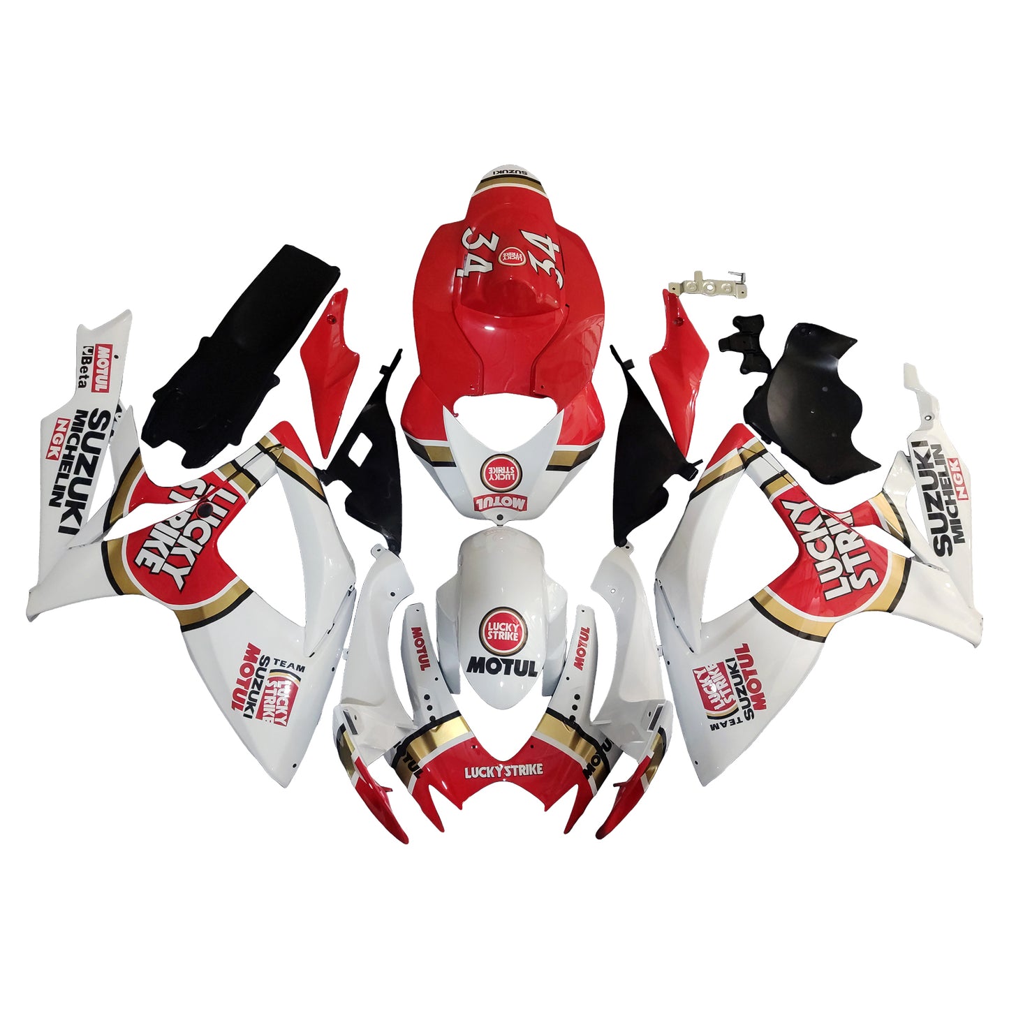 Carene 2006-2007 Suzuki GSXR 600 750 Bianco Rosso Lucky Strike Racing Generico