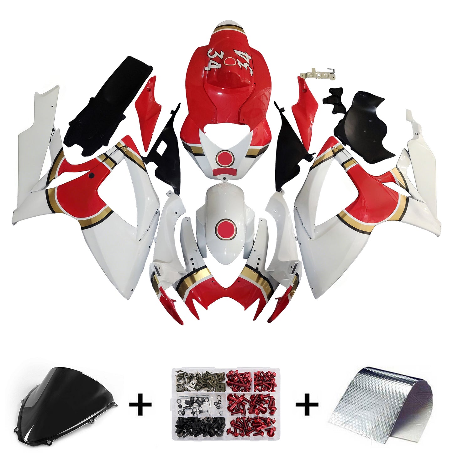 Carene 2006-2007 Suzuki GSXR 600 750 Bianco Rosso Lucky Strike Generico