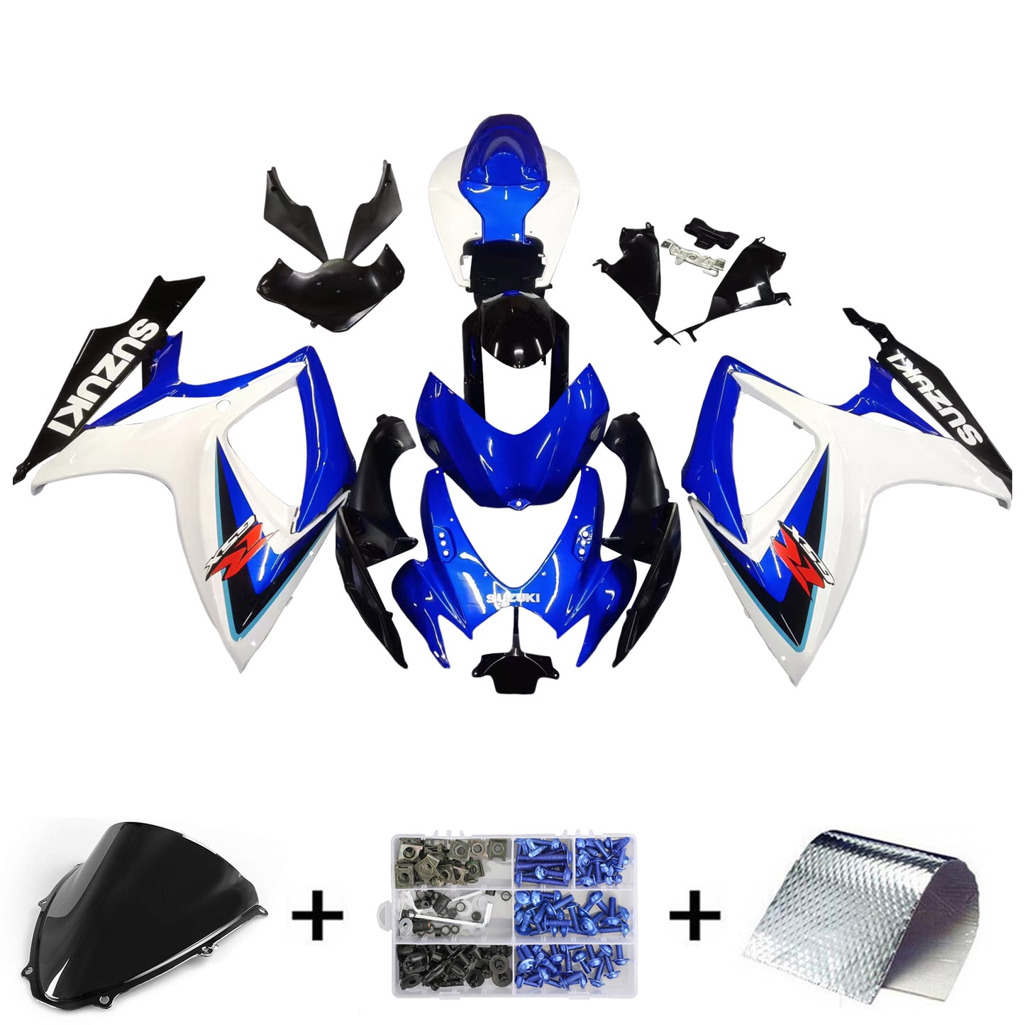 Amotopart 2006-2007 GSXR600750 Suzuki Cladding White E kit blu