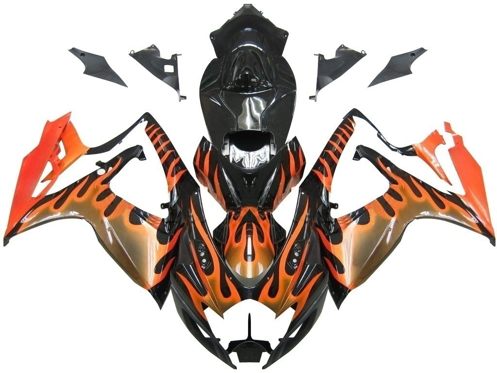 Carene 2006-2007 Suzuki GSXR 600 750 Black & Orange Gold Flame Generico