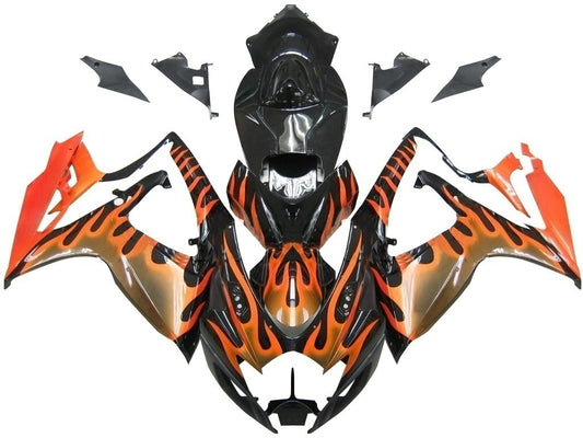 Carene 2006-2007 Suzuki GSXR 600 750 Black & Orange Gold Flame Racing Generico