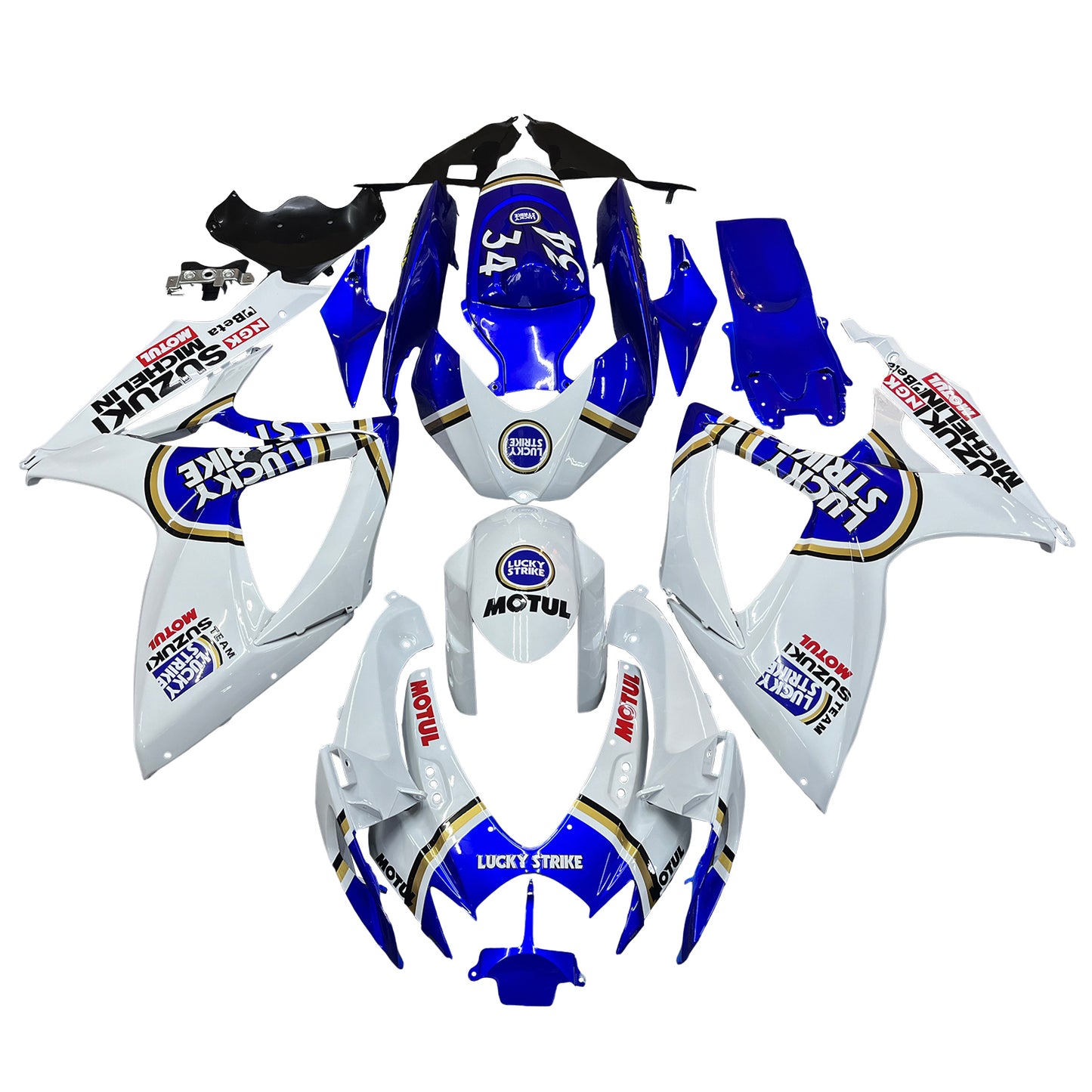 Carene 2006-2007 Suzuki GSXR 600 750 Bianco Blu Lucky Strike Racing Generico