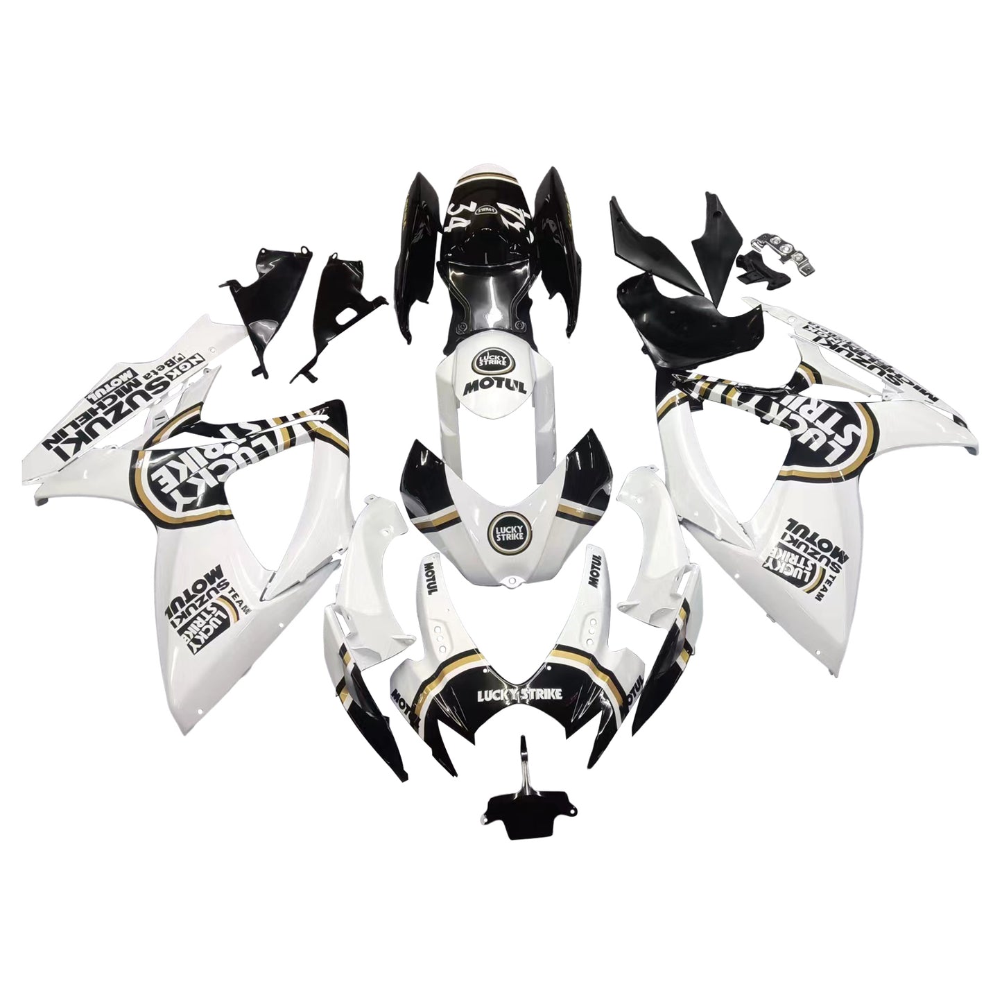 Carene 2006-2007 Suzuki GSXR 600 750 Bianco Nero Lucky Strike Racing Generico