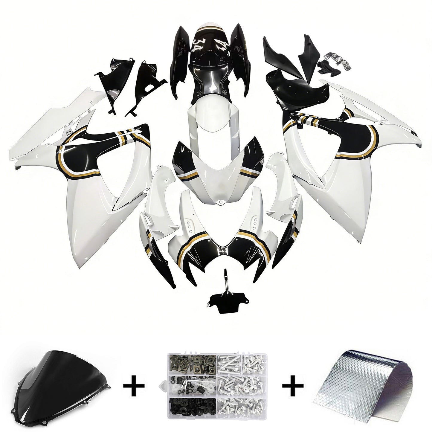 Carene 2006-2007 Suzuki GSXR 600 750 Bianco Nero Lucky Strike Racing Generico