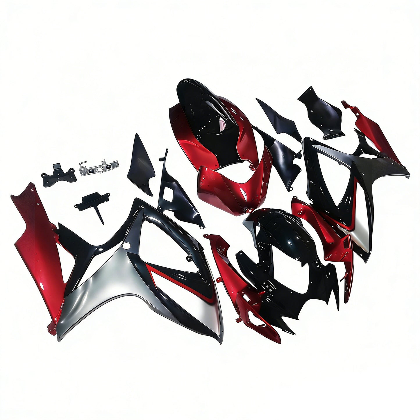 Carene 2006-2007 Suzuki GSXR 600 750 Rosso Argento Nero GSXR Racing Generico
